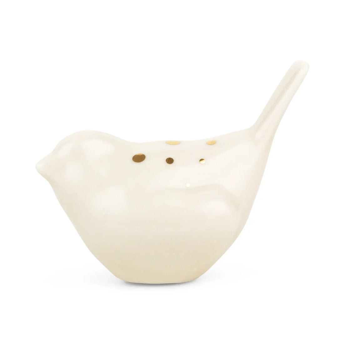 Decorative porcelain bird by Anne Black inspired by Columbine, featuring delicate gold dot details and Tivoli heritage.
