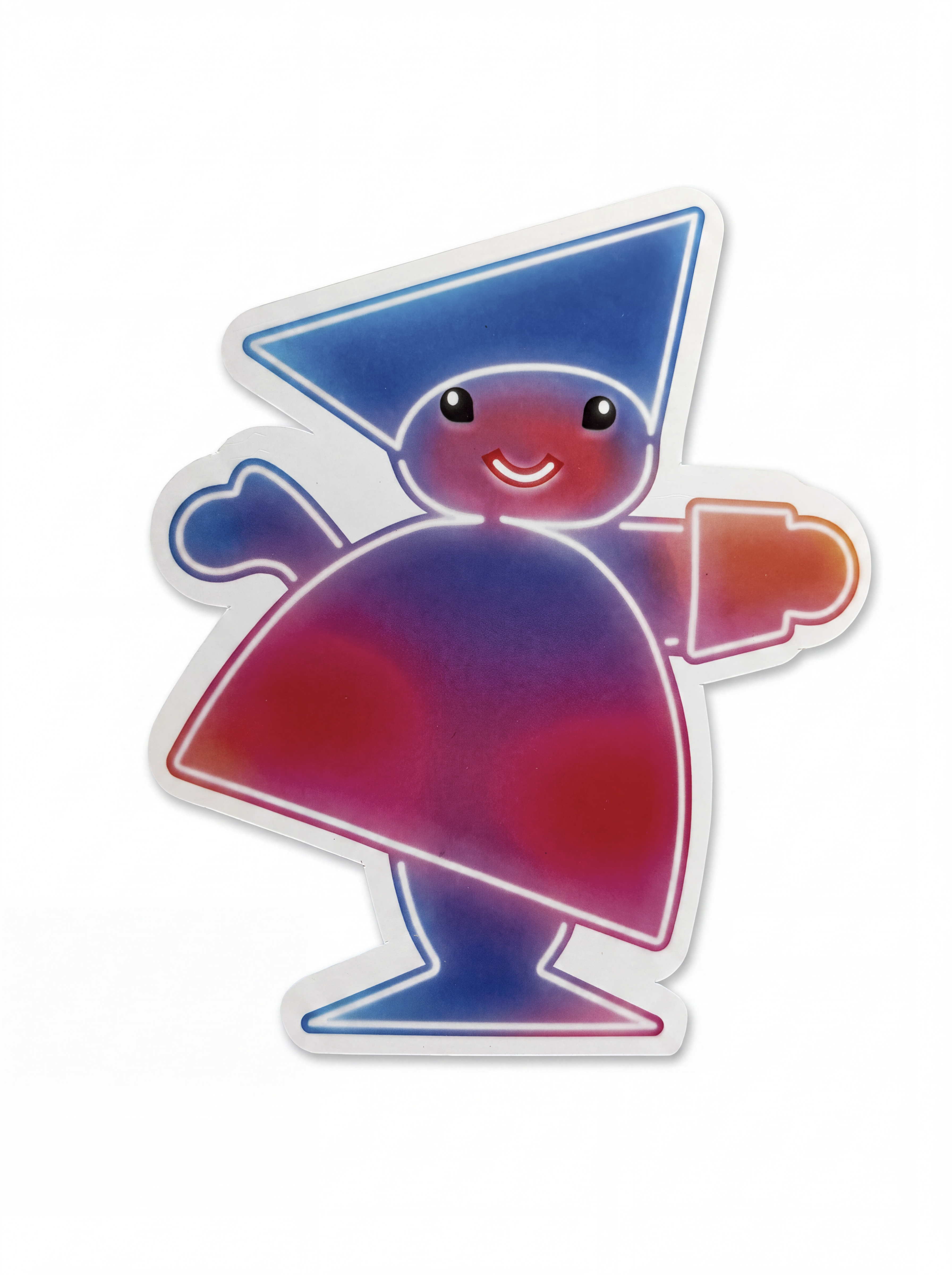 Little Tivoli Hikari Pjerrot-postkort med neoninspireret design i blå og pink nuancer, inspireret af Tivolis magiske Hikari-univers.