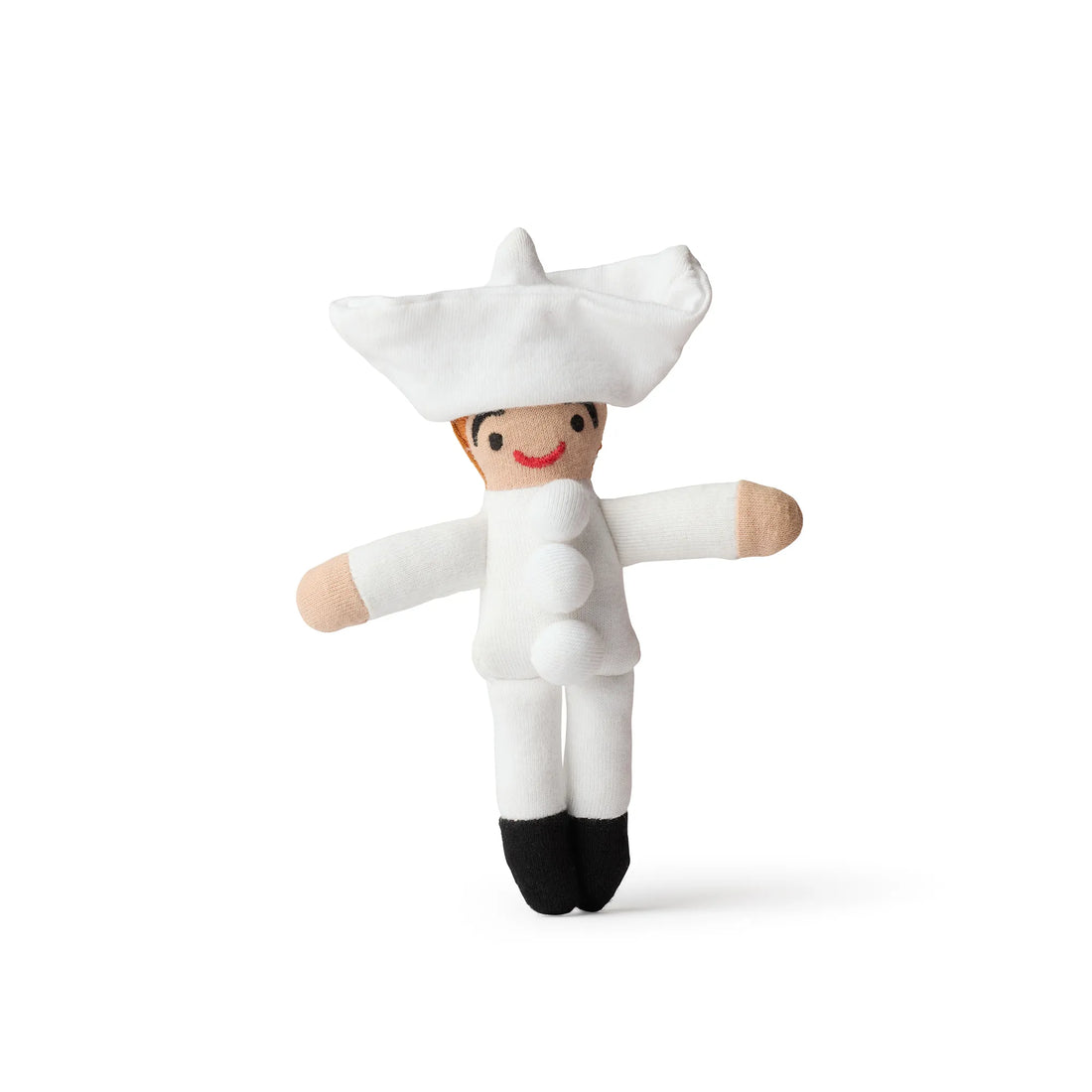 Pjerrot Pocket Friend fra Fabelab, blød stoffigur inspireret af Tivolis ikoniske Pjerrot i klassisk hvidt kostume og hat.