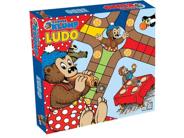 Classic Rasmus Klump Ludo board game for up to 4 players, featuring colorful illustrations from the beloved Rasmus Klump universe. Fun family game combining strategy, luck, and social play.
