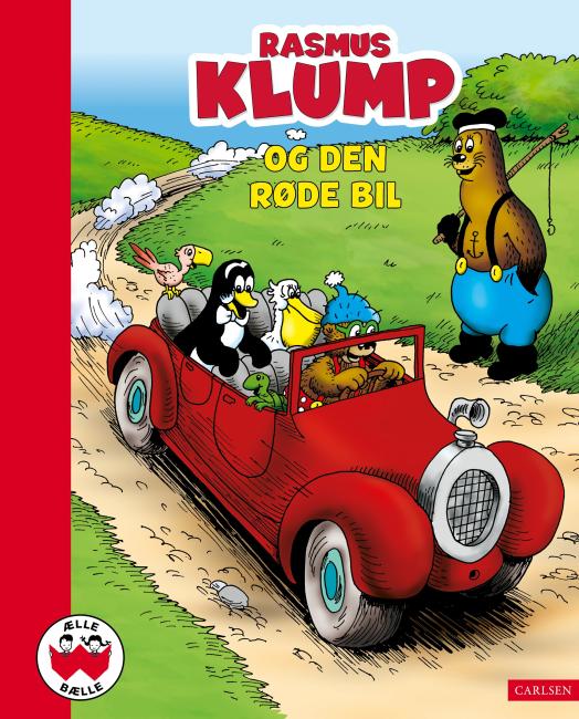 Rasmus Klump og den røde bil fra Carlsen, klassisk børnebog med Rasmus Klump, Pingo og vennerne i den velkendte røde bil.
