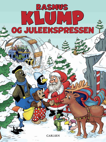 Rasmus Klump og Juleekspressen, julebog for børn med Rasmus Klump, Julemanden og vennerne på en spændende mission i det sneklædte nord.