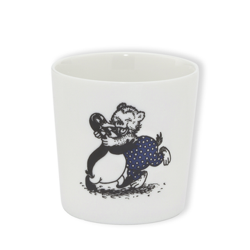 Rasmus Klump tandkrus i porcelæn med motiv af Rasmus Klump og Pingo i et kram.