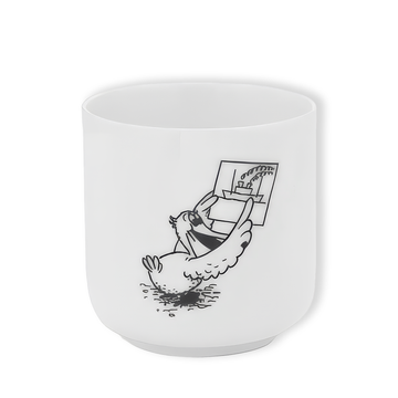 Rasmus Klump Pelle kop i porcelæn med motiv af pelikanen Pelle, der holder en tegning i vingerne.