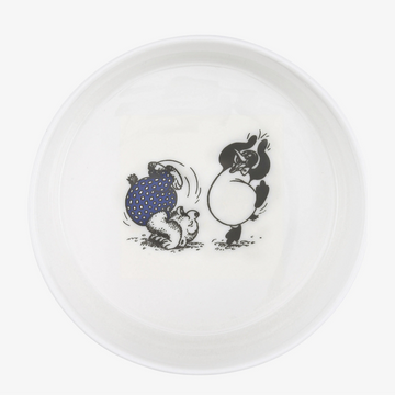 Rasmus Klump tallerken med Pingo-motiv på hvid porcelænstallerken fra det klassiske Rasmus Klump-univers.