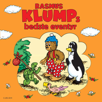 Rasmus Klumps bedste eventyr med Rasmus Klump, Pingo og Skildpadden på forsiden af den klassiske børnebog fra Carlsen.