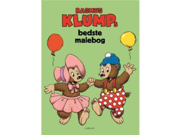 Rasmus Klumps bedste malebog med Rasmus Klump og Flora på forsiden samt sjove tegne- og farvelægningsaktiviteter for børn.