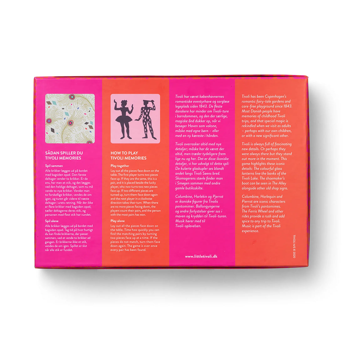 Tivoli Memories memory game med 90 brikker og ikoniske motiver fra Tivolis historie, et sjovt familiespil der træner hukommelse, koncentration og genkendelse