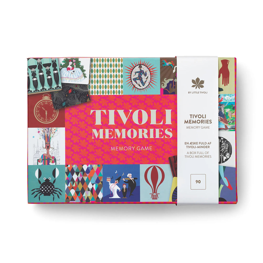 Tivoli Memories memory game med 90 brikker og ikoniske motiver fra Tivolis historie, et sjovt familiespil der træner hukommelse, koncentration og genkendelse