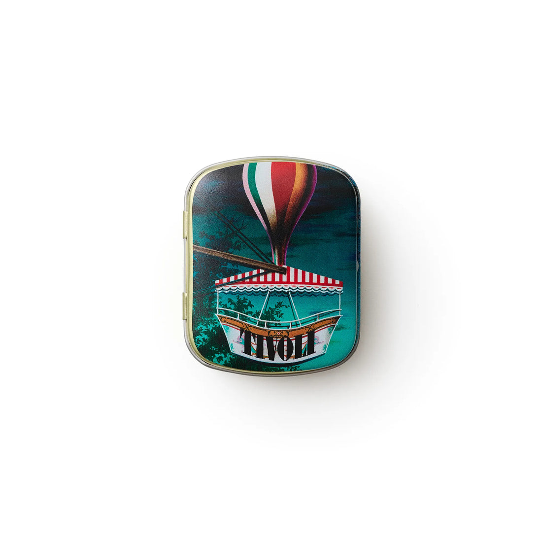 Tivoli Mints i flot metaldåse med nostalgisk motiv af luftballon og gondol, inspireret af Tivolis ikoniske Ballongyngen. Friske mintpastiller perfekt til tasken, lommen eller som souvenir fra Tivoli