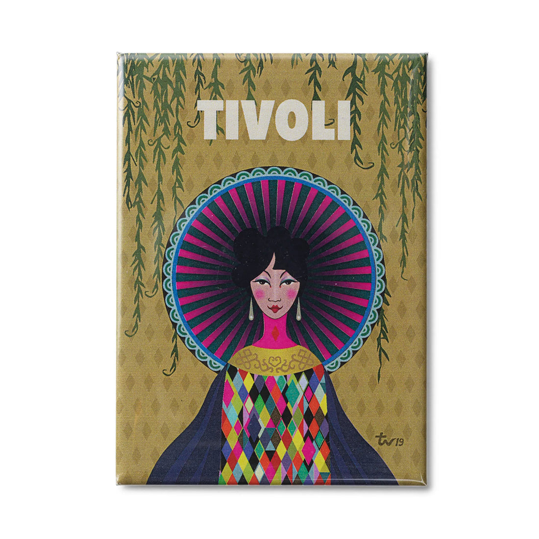 Dekorativ Tivoli magnet med Willow, den populære figur fra Tivolis kinesiske område, illustreret i farverige detaljer og inspireret af Tivolis eventyrlige univers