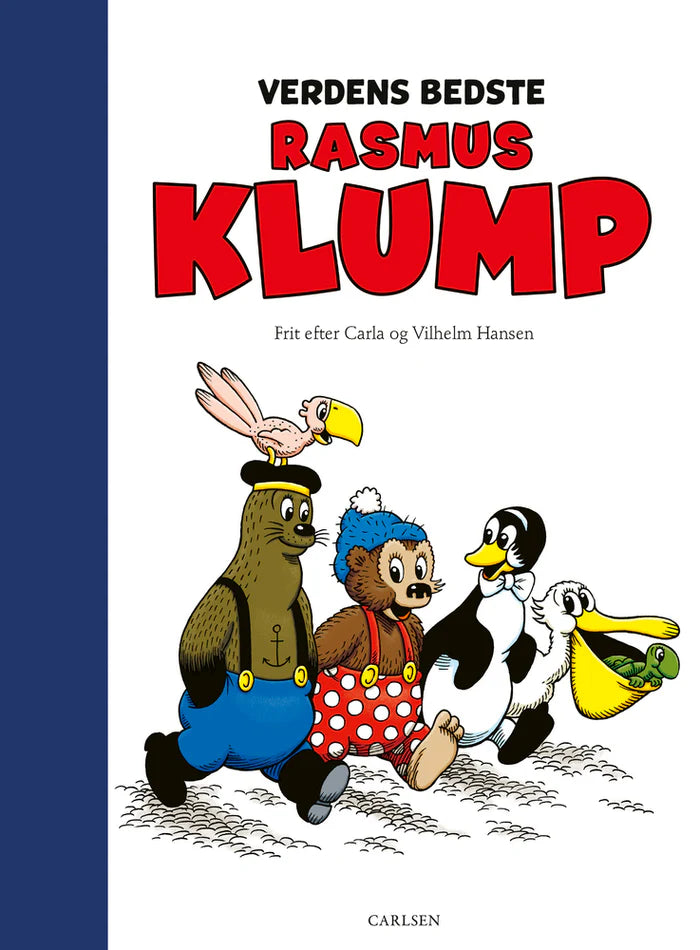 Børnebogen Verdens Bedste Rasmus Klump med de klassiske figurer Rasmus Klump, Mille, Pingo, Pelle og Skildpadden fra det elskede Rasmus Klump-univers